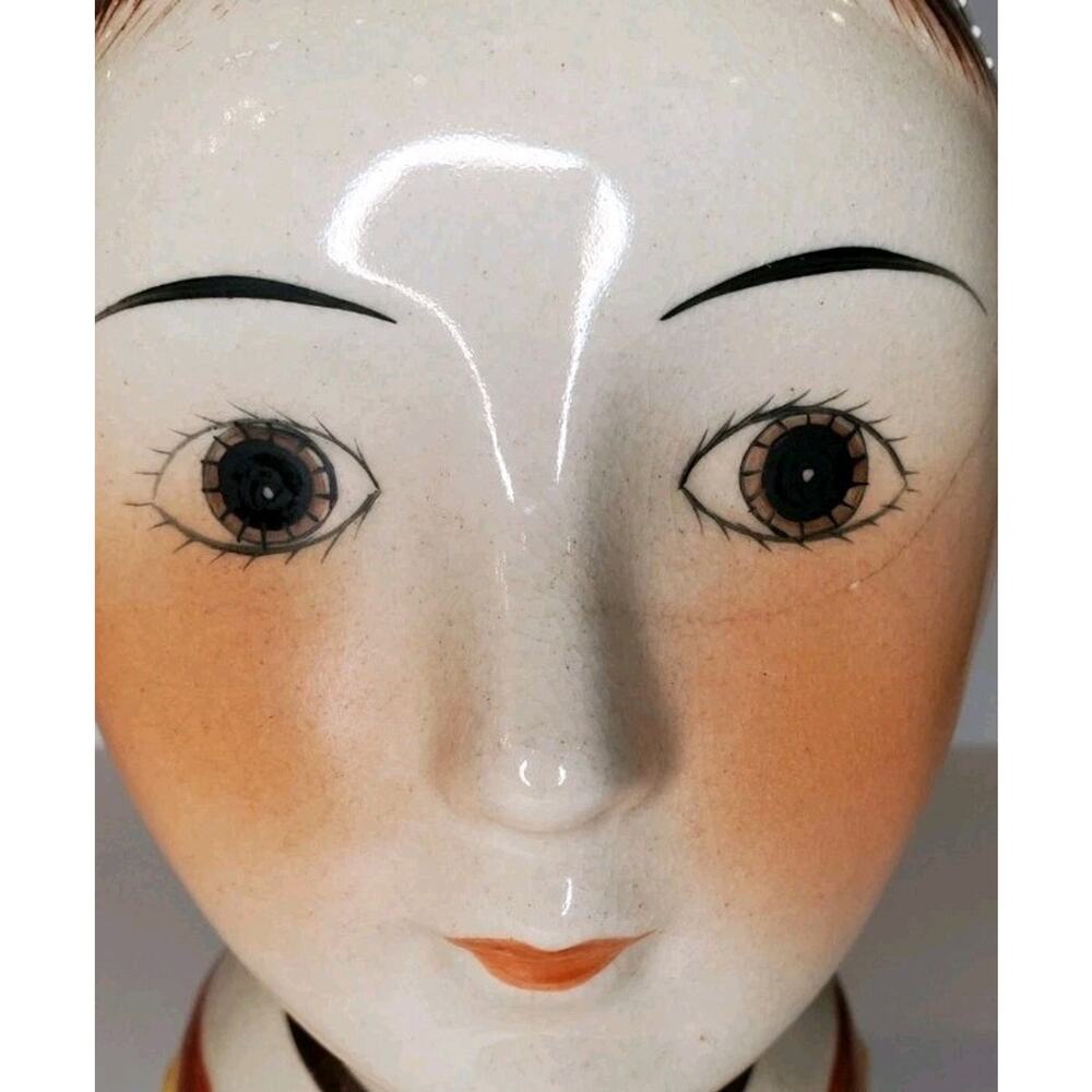 Midcentury Scandinavian Folk Art Ceramic Tudor Bust Vase Gemma Taccogna Style - Picture 7 of 8